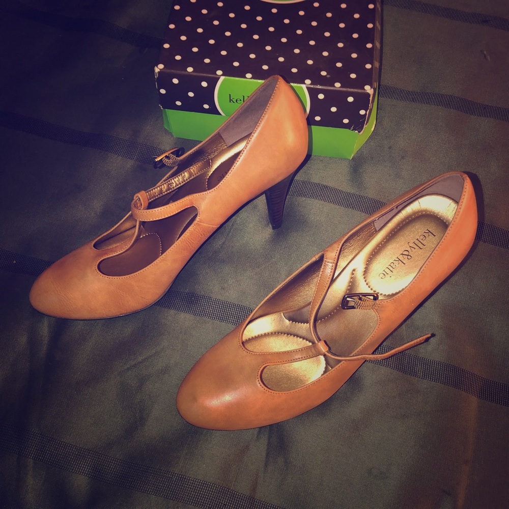 Tan Mary Janes NWOT.